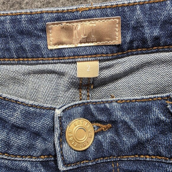 KUT From The Kloth Jeans Womens 2 Blue Sienna Wide Leg High Rise Cuffed Cropped - Picture 4 of 9